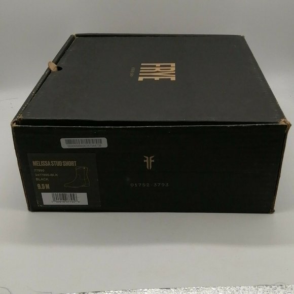 Frye Womens Melissa Stud Short Boots Black Leather Side Zip Block Heel 9.5M NEW - Picture 10 of 10